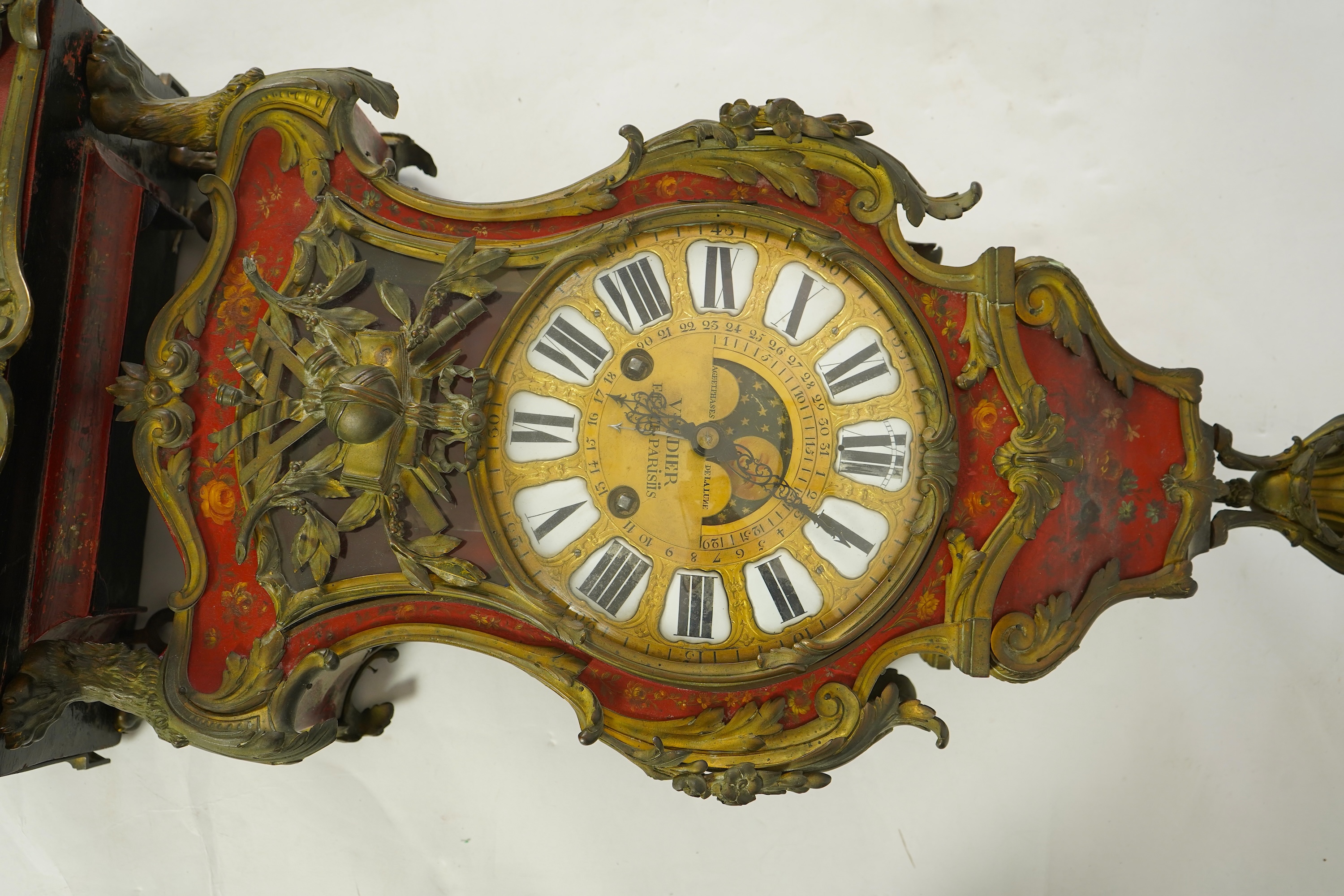 A Louis XV Vernis Martin moonphase bracket clock